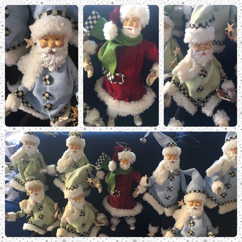 Mackenzie Childs Santa / Elf Red, Blue or Green. Courtly Check /Holiday Ornament